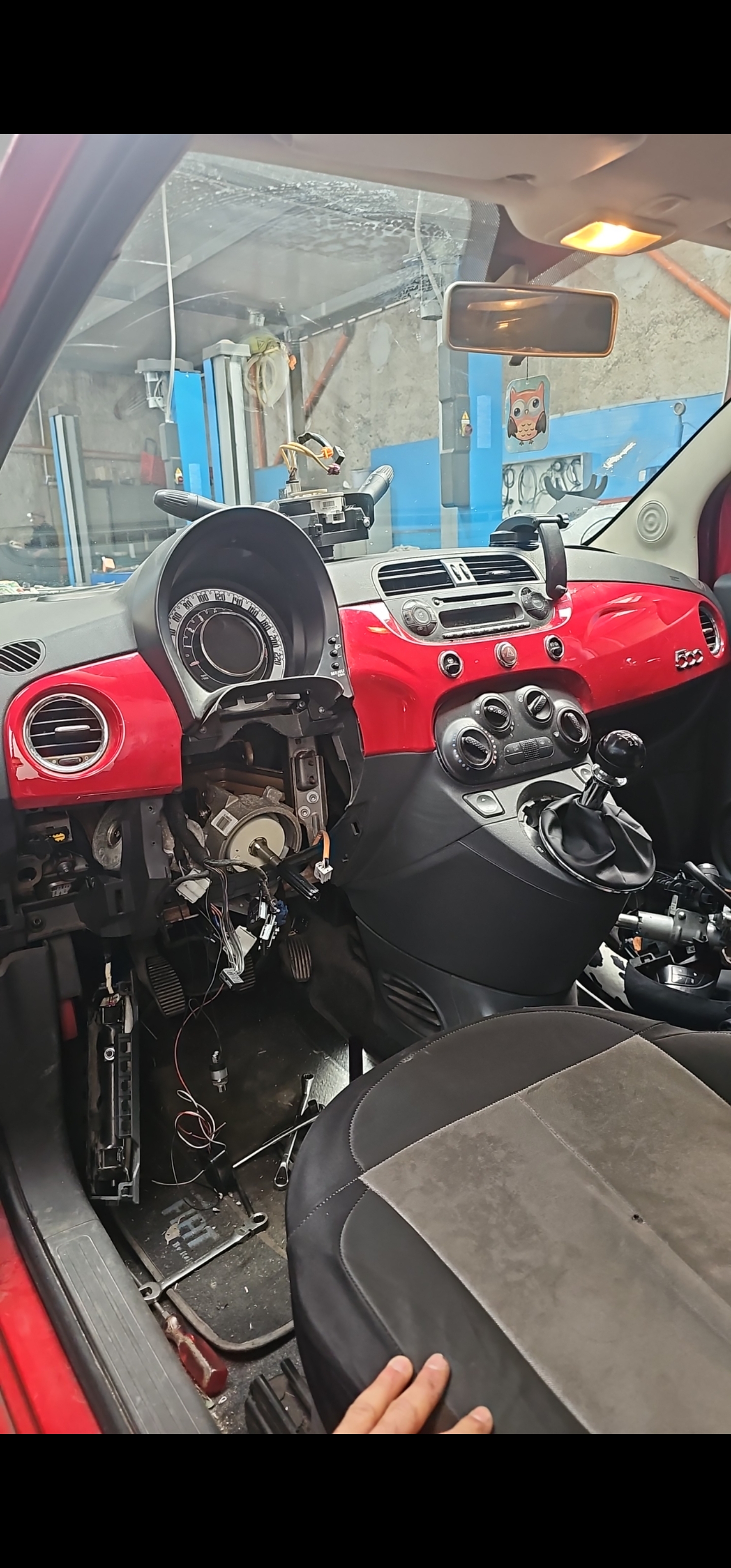 Smontaggio plancia e piantone sterzo Fiat 500